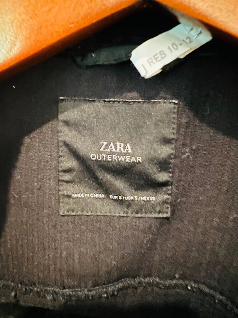 black corduroy jacket is from Zara and features a frayed hem Size Small - Picture 10 of 16